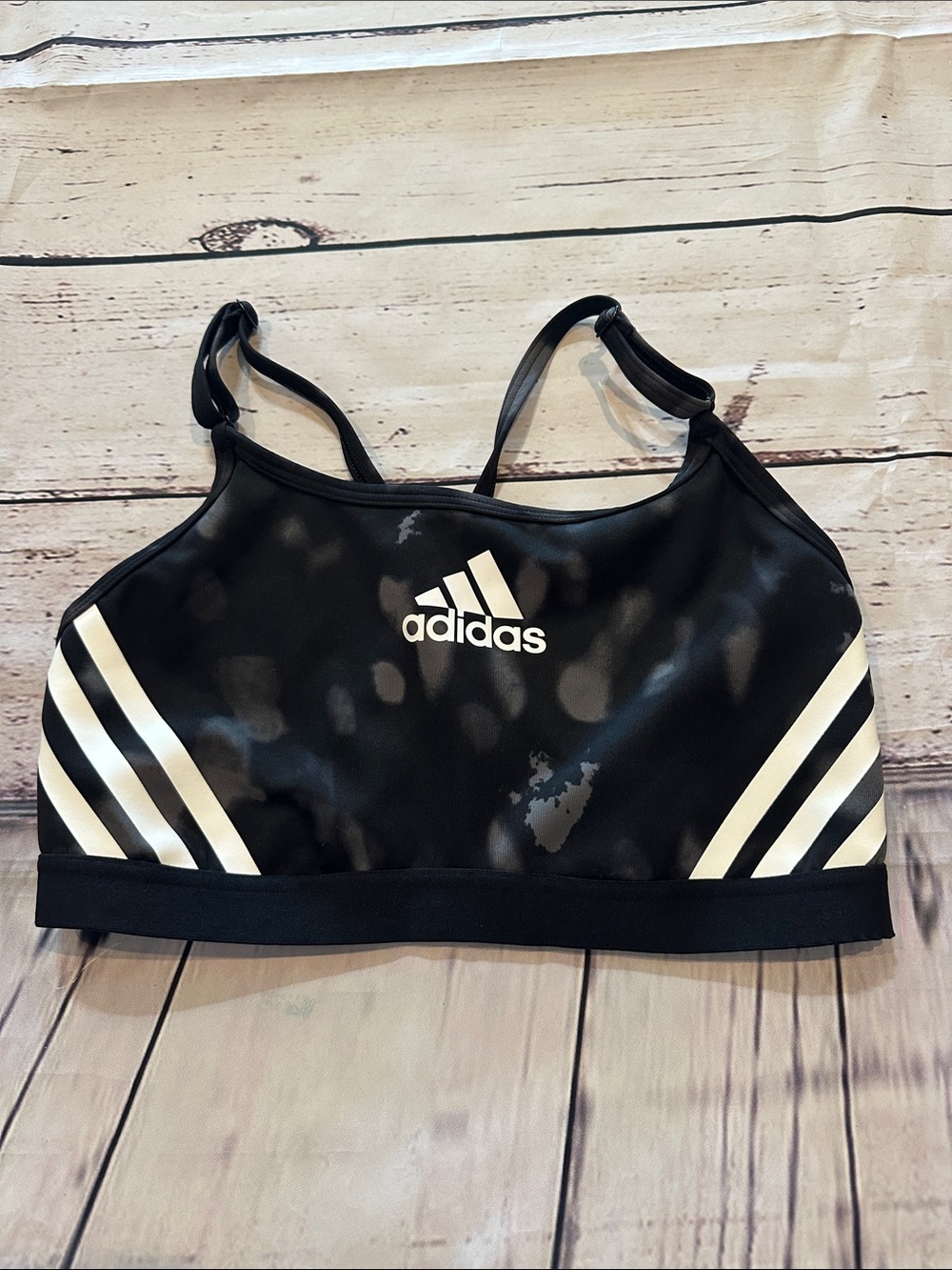 adidas Black Sports Bra with White Stripes